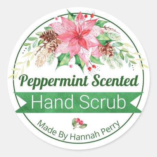 Kerstpermint Scented Hand Scrub-labels Ronde Sticker (Voorkant)