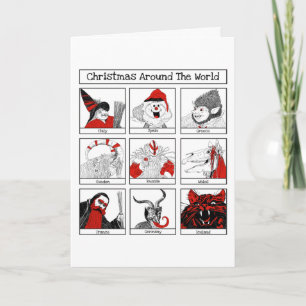 Kerstpersonages over de hele wereld illustratie kaart