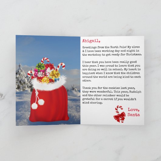 Kerstpersoonlijk KIND van Santa Claus CUSTOM Feestdagen Kaart (Binnen)