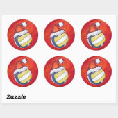 KerstPet Volleyball Ronde Sticker (Vel)
