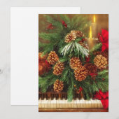 Kerstpiano budget mini feestdagenkaart (Voorkant / Achterkant)