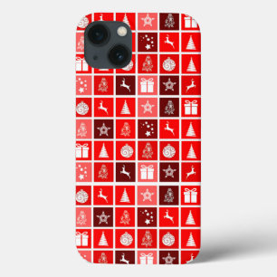 Kerstpictogram Red Squares Holiday Art Klassiek iPhone 13 Hoesje