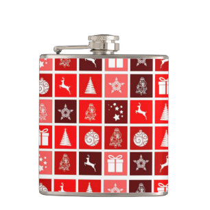 Kerstpictogram Red Squares Holiday Art Klassiek Heupfles