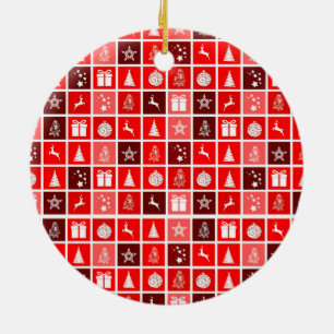Kerstpictogram Red Squares Holiday Art Klassiek Keramisch Ornament