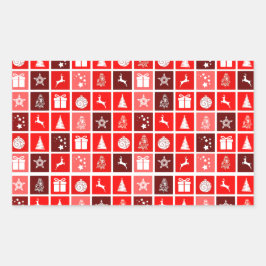 Kerstpictogram Red Squares Holiday Art Klassiek Rechthoekige Sticker