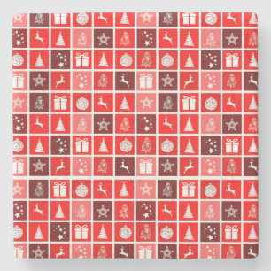 Kerstpictogram Red Squares Holiday Art Klassiek Stenen Onderzetter