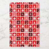 Kerstpictogram Red Squares Holiday Art Klassiek Voedselcontainer Etiket (Enkel label)