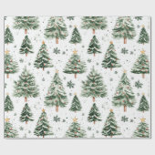 Kerstpijnbomen grillig patroon cadeaupapier (Vlak)