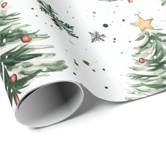 Kerstpijnbomen grillig patroon cadeaupapier (Rol Hoek)