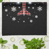 Kerstpiloot met vliegtuigruitpatroon theedoek (Gevouwen)