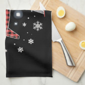 Kerstpiloot met vliegtuigruitpatroon theedoek (Quarter Fold)