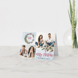 Kerstpine bevat 3 FOTOS-groet gevouwen Feestdagen Kaart