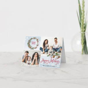 Kerstpine bevat 3 FOTOS-groet gevouwen Feestdagen Kaart