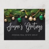 kerstpine-boom en kogelgrietings briefkaart (Voorkant)