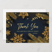 Kerstpine Cones Corporate Rustic Holiday Bedankkaart (Voorkant / Achterkant)