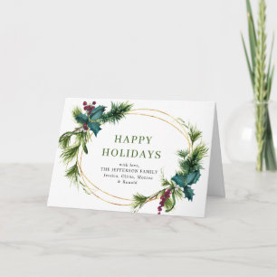 Kerstpine Cones Rustic Greeting Feestdagen Kaart