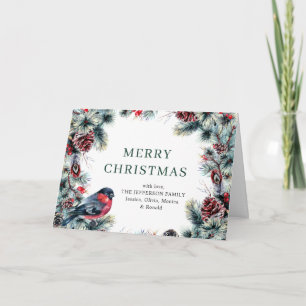 Kerstpine Cones Rustic Greeting Feestdagen Kaart