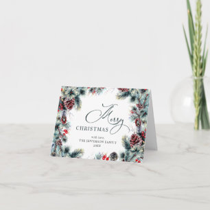 Kerstpine Cones Rustic Greeting Feestdagen Kaart