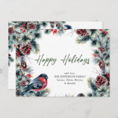 Kerstpine Cones Rustic Greeting Feestdagenkaart (Voorkant / Achterkant)