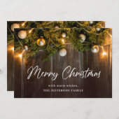 Kerstpine Cones Rustic Greeting Feestdagenkaart (Voorkant / Achterkant)