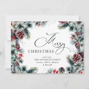 Kerstpine Cones Rustic Greeting Feestdagenkaart