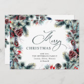 Kerstpine Cones Rustic Greeting Feestdagenkaart (Voorkant / Achterkant)