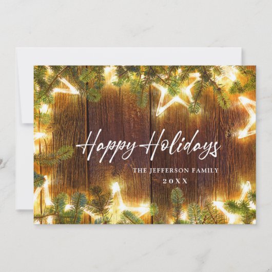 Kerstpine Cones Rustic Greeting Feestdagenkaart (Voorkant)