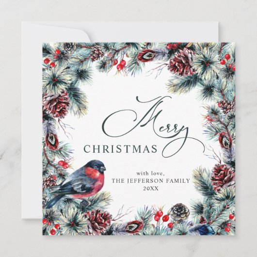 Kerstpine Cones Rustic Greeting Feestdagenkaart (Voorkant)