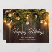 Kerstpine Cones Rustic Greeting Feestdagenkaart (Voorkant / Achterkant)