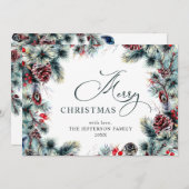 Kerstpine Cones Rustic Greeting Feestdagenkaart (Voorkant / Achterkant)