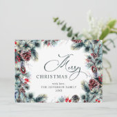 Kerstpine Cones Rustic Greeting Feestdagenkaart (Staand voorkant)