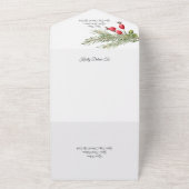 kerstpine en bessen all in one uitnodiging (Buitenkant)