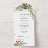 kerstpine en bessen all in one uitnodiging (Binnen)