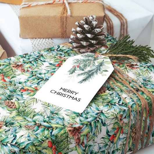 kerstpine en bessen cadeaupapier