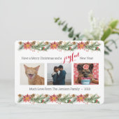 Kerstpine en Poinsettias - vrolijk (Staand voorkant)