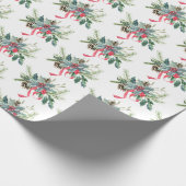 Kerstpine en Ribbon Bouquet Cadeaupapier (Hoek)