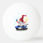 kerstpingpong Ball Skater Gnome met cadeaus (Achterkant)