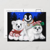 Kerstpinguïn baby Polar beer Seal Pup Briefkaart (Voorkant / Achterkant)