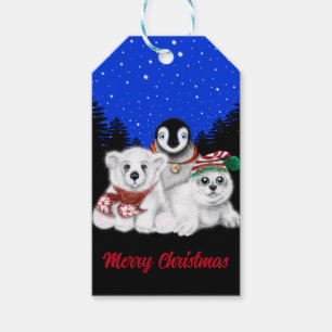 Kerstpinguïn baby Polar beer Seal Pup Cadeaulabel