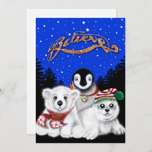 Kerstpinguïn baby Polar beer Seal Pup Feestdagenkaart (Voorkant / Achterkant)