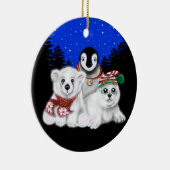 Kerstpinguïn baby Polar beer Seal Pup Keramisch Ornament (Rechts)
