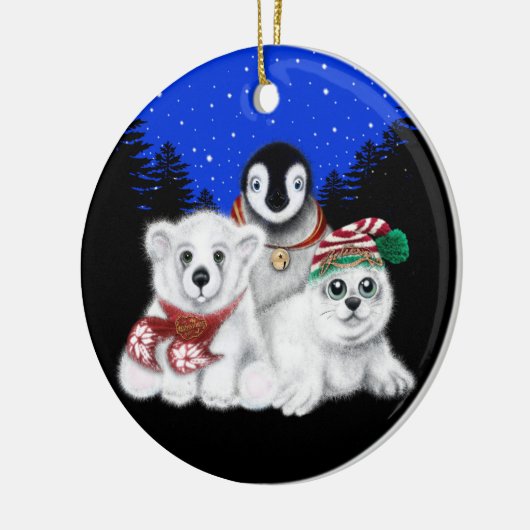 Kerstpinguïn baby Polar beer Seal Pup Keramisch Ornament (Links)