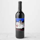 Kerstpinguïn baby Polar beer Seal Pup Wijn Etiket (Voorkant)