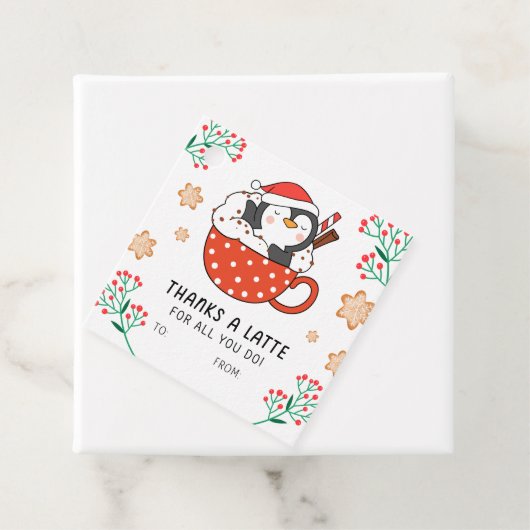 Kerstpinguïn Bedankt een latte cadeauLabel Bedankjes Labels (In situ)