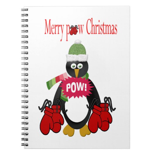 Kerstpinguïn Boksen Spiraal Notebook Notitieboek (Voorkant)