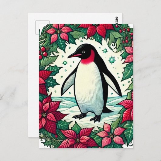 Kerstpinguïn Briefkaart (Voorkant / Achterkant)