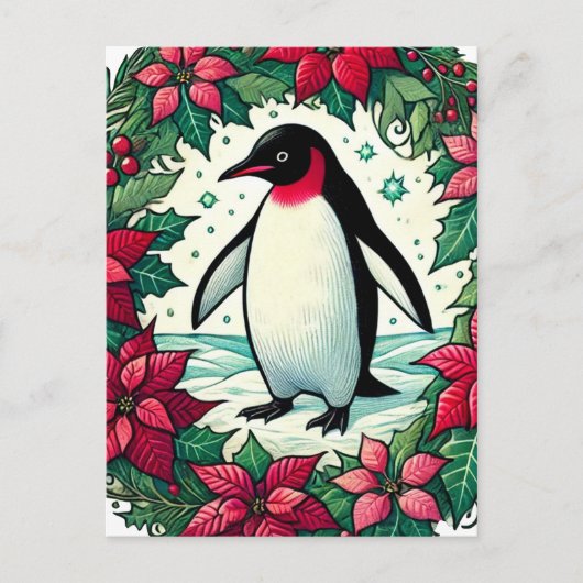 Kerstpinguïn Briefkaart (Voorkant)