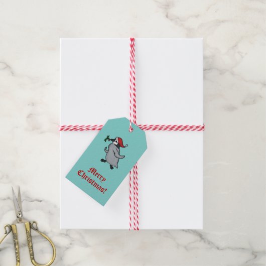 Kerstpinguïn Cadeaulabel (Met Touw)