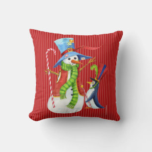 Kerstpinguïn en Snowman Pillow Kussen