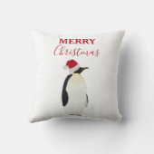 Kerstpinguin Funny Animal met Santa Hat Kussen (Achterkant)